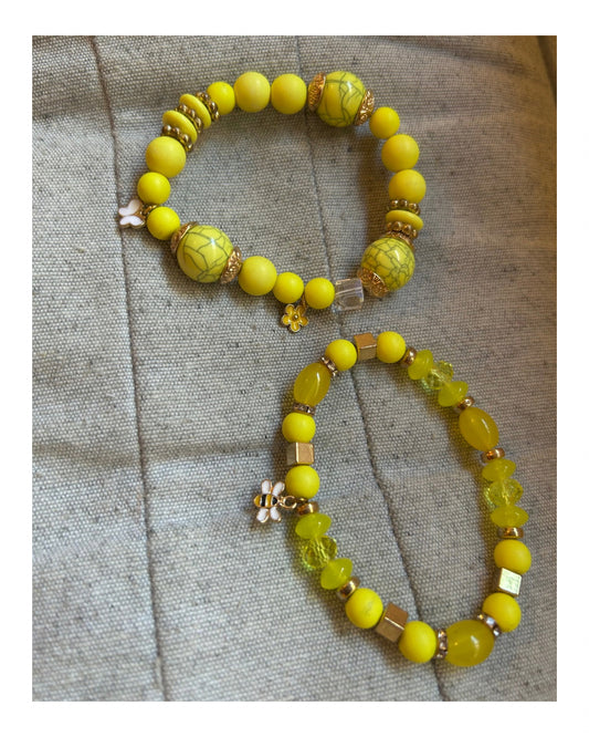 Pulseras de acrílico - amarillas