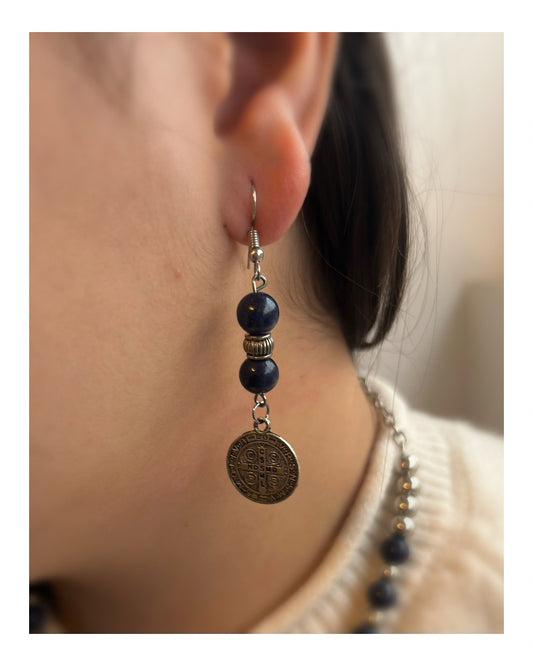 Conjunto Collar y Caravanas - lapislázuli