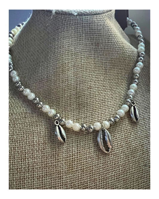 Collar perlas - buzios