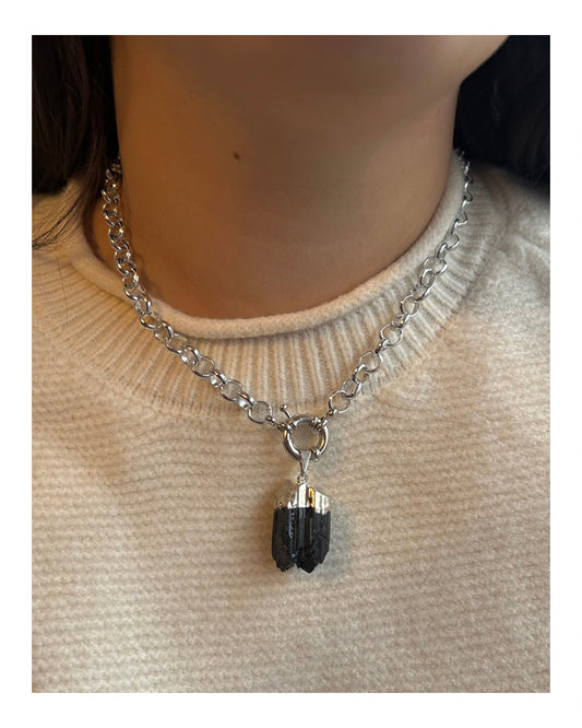 Cadena metálica - turmalina