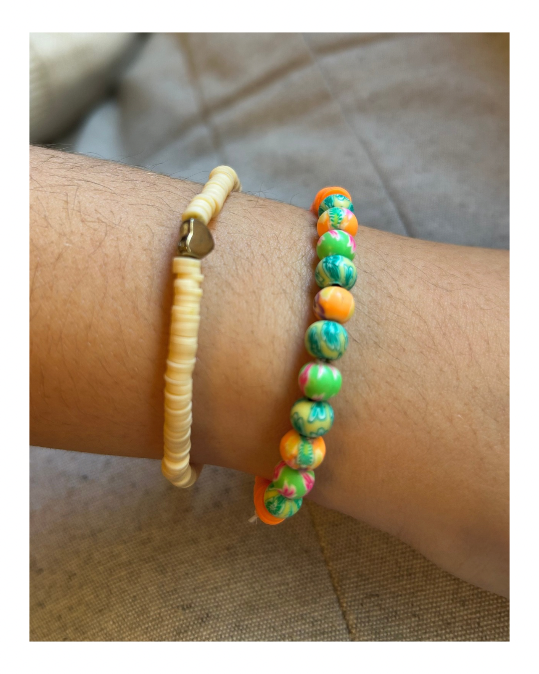 Pulseras fimo - anaranjadas