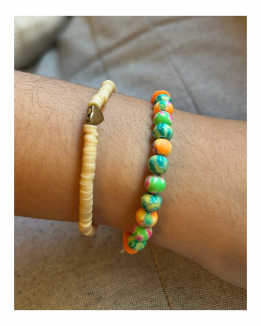 Pulseras fimo - anaranjadas