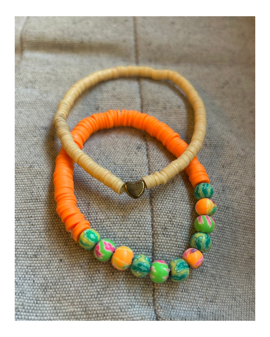 Pulseras fimo - anaranjadas