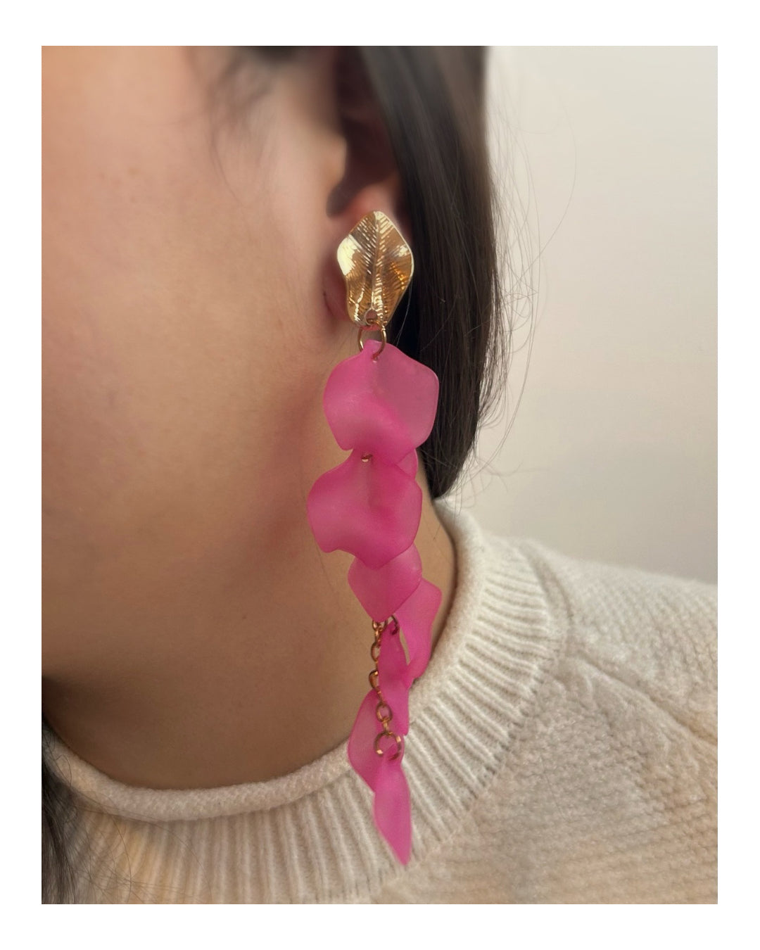 Caravanas pétalos rosa/dorado