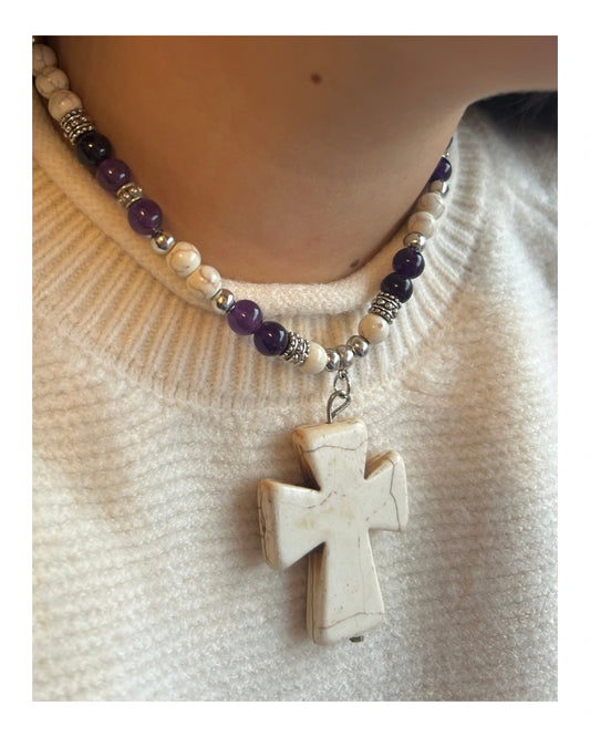 Collar piedras reconstituidas- amatistas