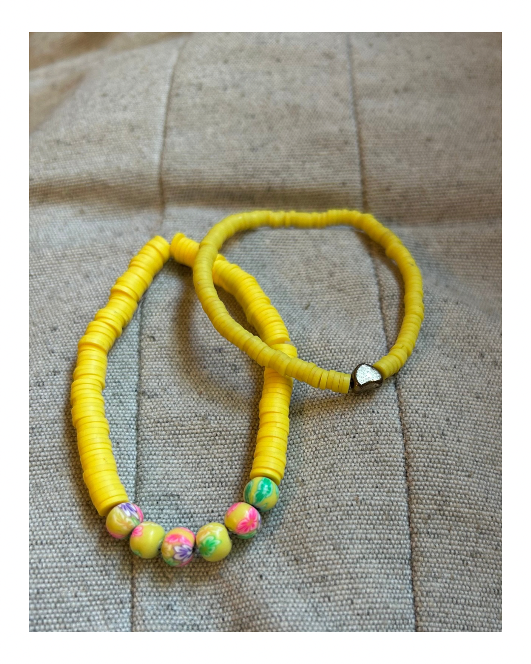 Pulseras Fimo - amarillas