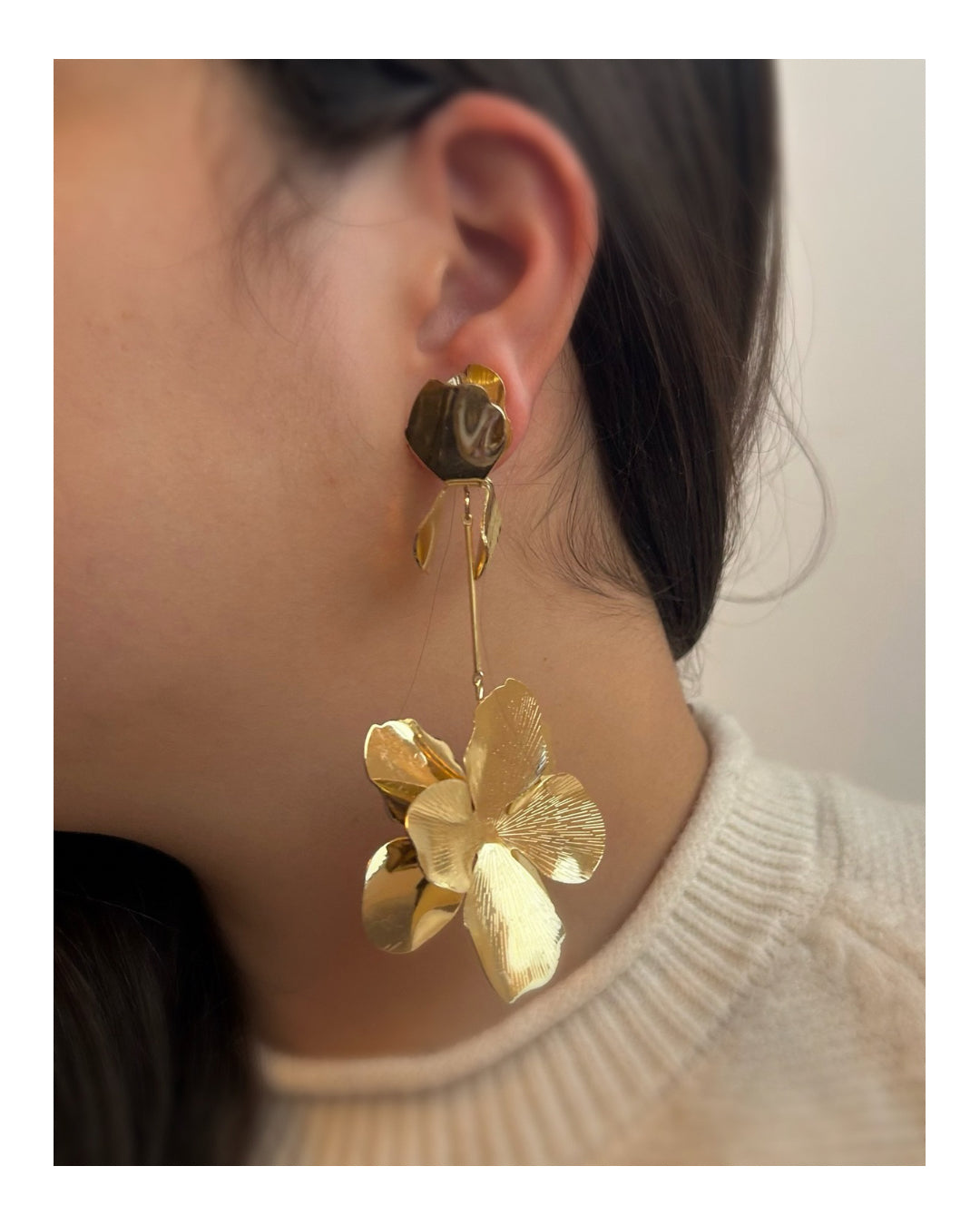 Caravanas largas doradas