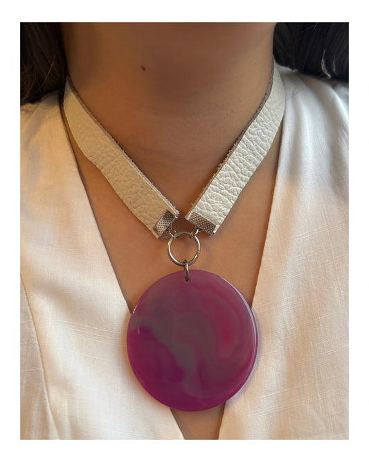 Gargantilla cuero y ágata