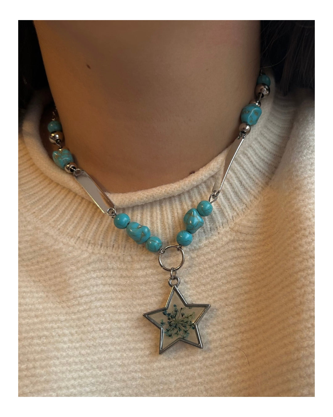 Collar piedras reconstituidas turquesa