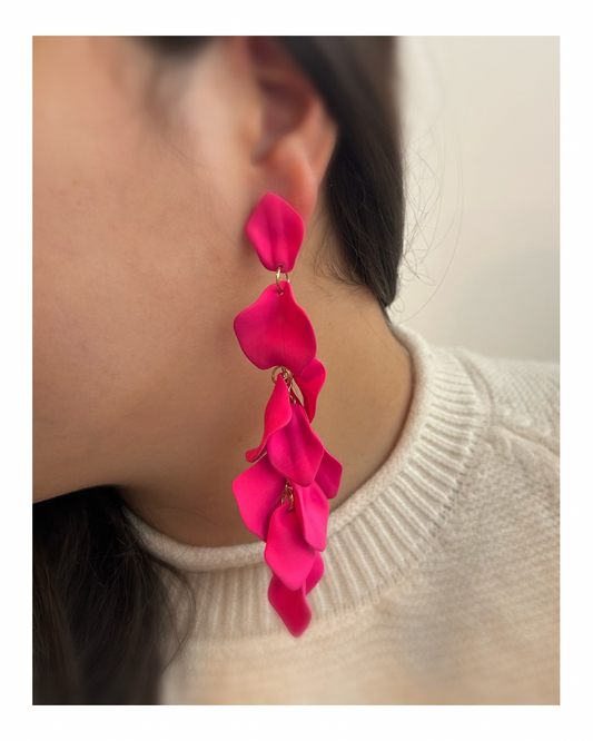 Caravanas pétalos fucsia