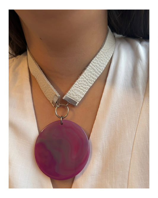 Gargantilla cuero y ágata