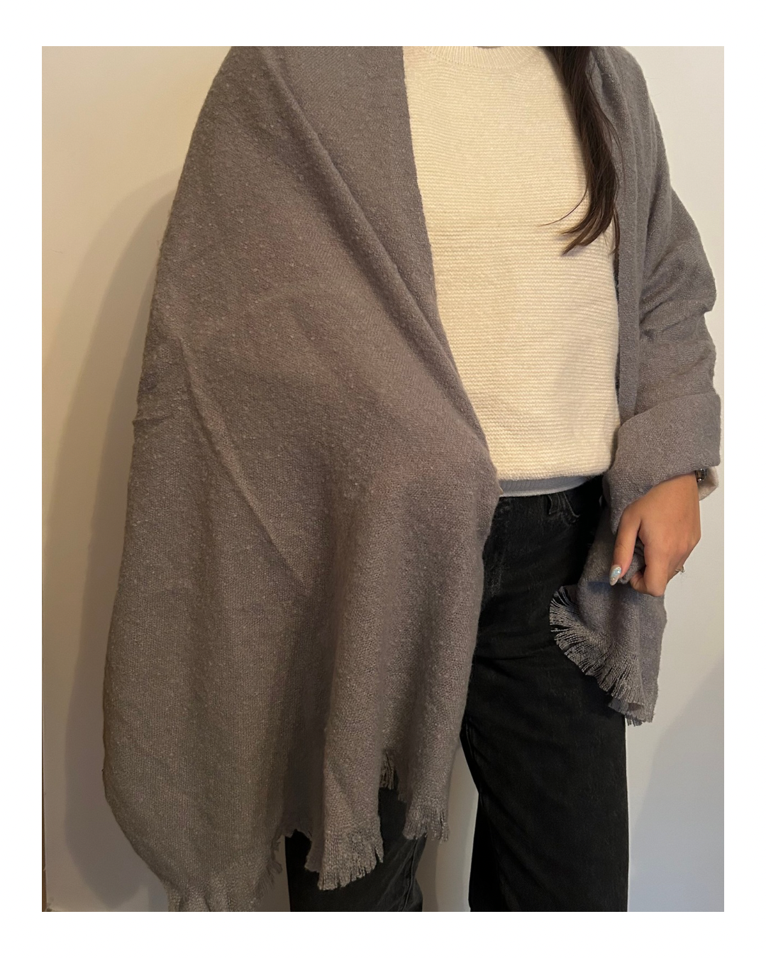 Bufandón gris claro