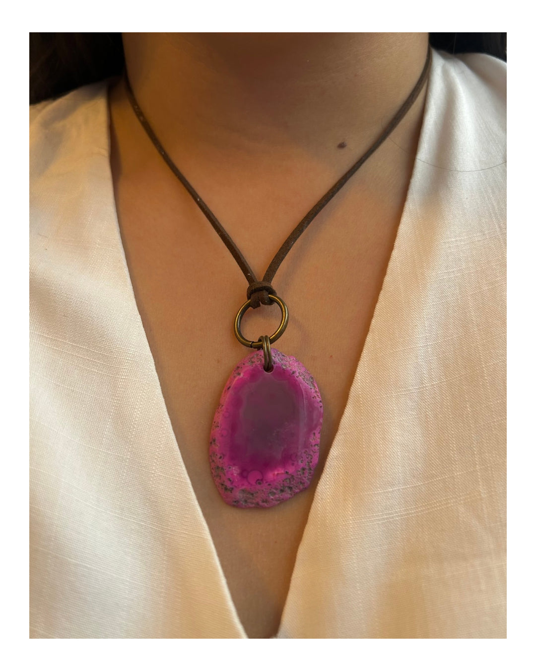 Collar gamuza - ágata