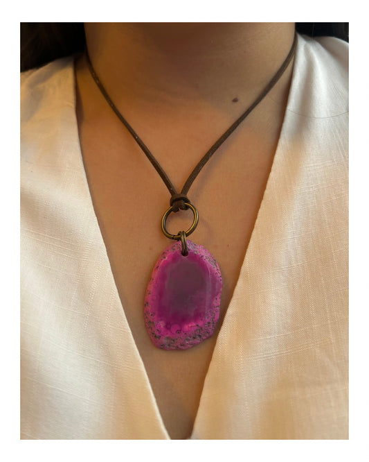 Collar gamuza - ágata