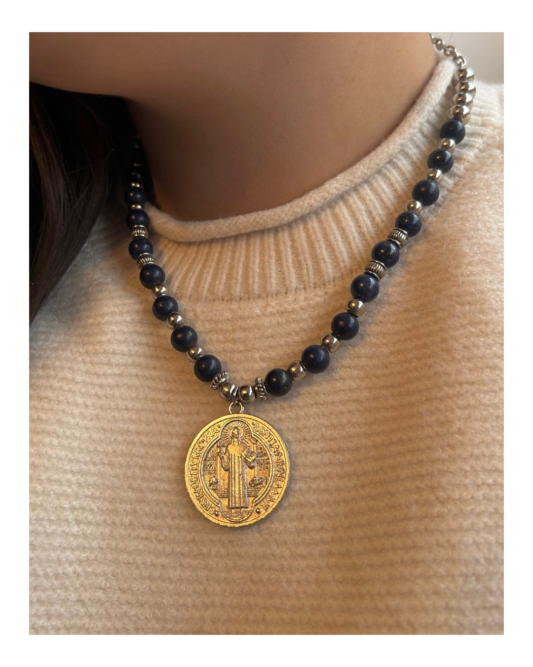 Conjunto Collar y Caravanas - lapislázuli