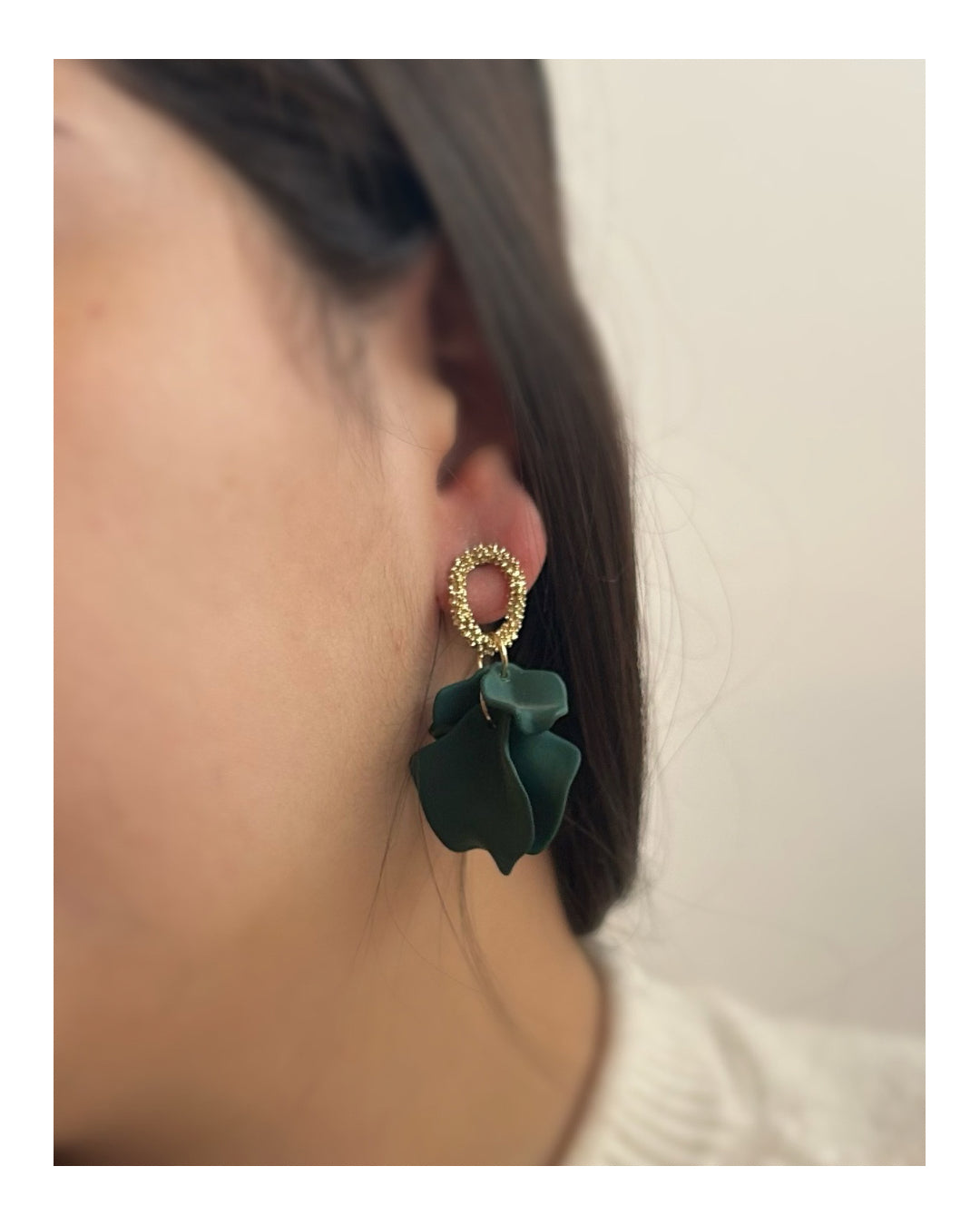 Caravanas pétalos mediana verde